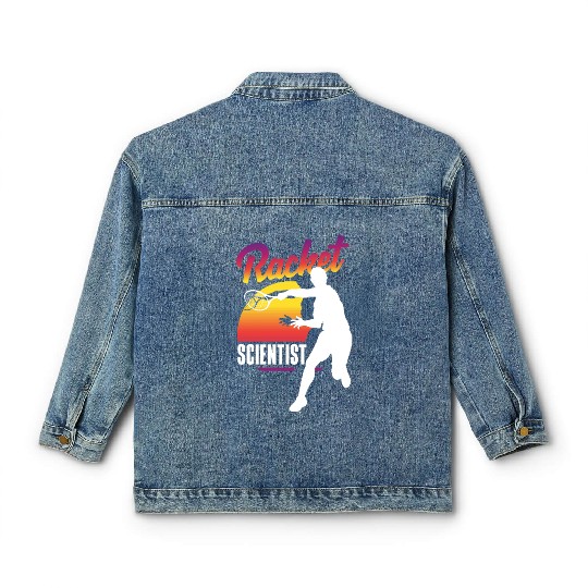 Tennis Racket Scientist Sunset Silhouette Classic Women's Denim Jackets