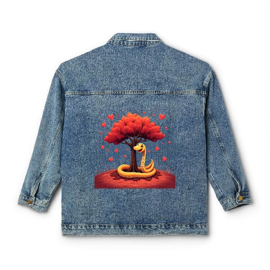 I love my snake heart tree Classic Women's Denim Jackets