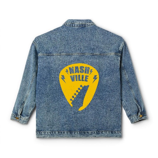 Nashville Music City Guitar Pick Classic Women's Denim Jackets
