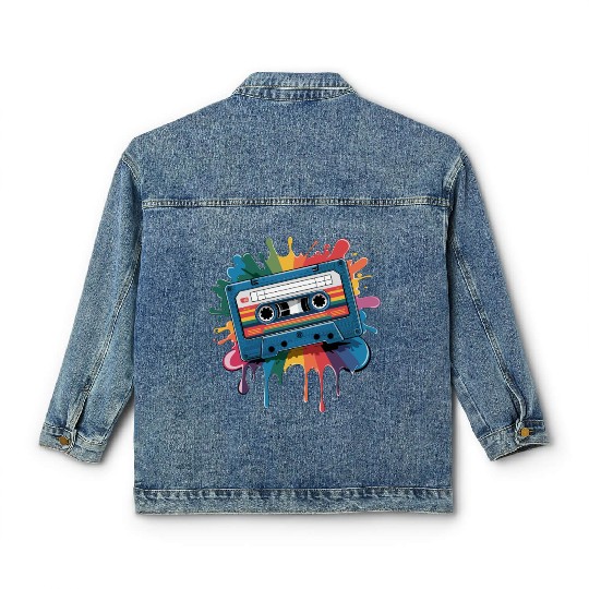 80s Retro Cassette Splash Classic Cassette Tape Classic Women's Denim Jackets