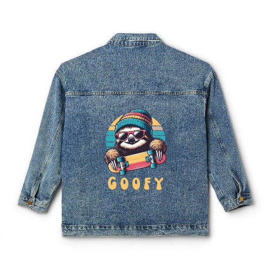 Goofy Skater Sloth - Funny Skateboard Freestyle Classic Women's Denim Jackets