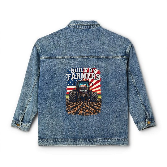Built By Farmers Proud American Farmer Tractors Classic Women's Denim Jackets