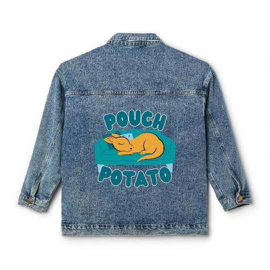 Pouch Potato Funny Cute Sleepy Kangaroo Classic Women's Denim Jackets