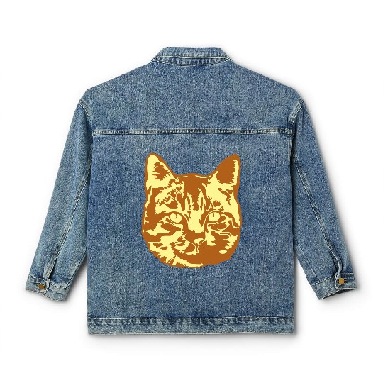 Cat Lover Realistic Pet Face Cute Cool Kitten Head Classic Women's Denim Jackets