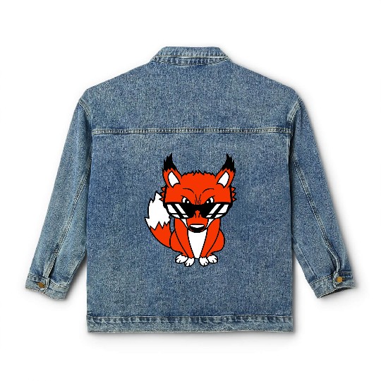 Fox Sunglasses Cool Looks Up Evil Eyes Bad Fun Boy Classic Women's Denim Jackets