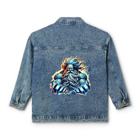 The Greek God Zeus with Lightning Classic Women's Denim Jackets