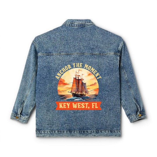 Florida Keys ANCHOR THE MOMENT KEY-WEST FL Classic Women's Denim Jackets