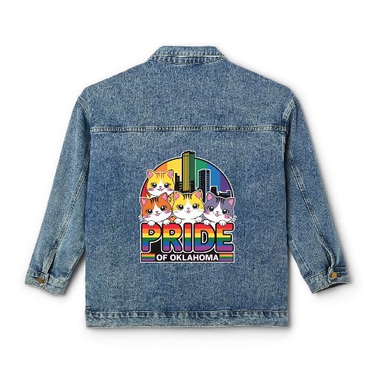 Pride of Oklahoma City USA Rainbow Flag Classic Women's Denim Jackets