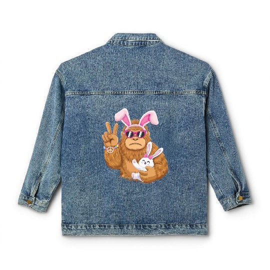 Bigfoot And Bunny Happy Easter Classic Women's Denim Jackets