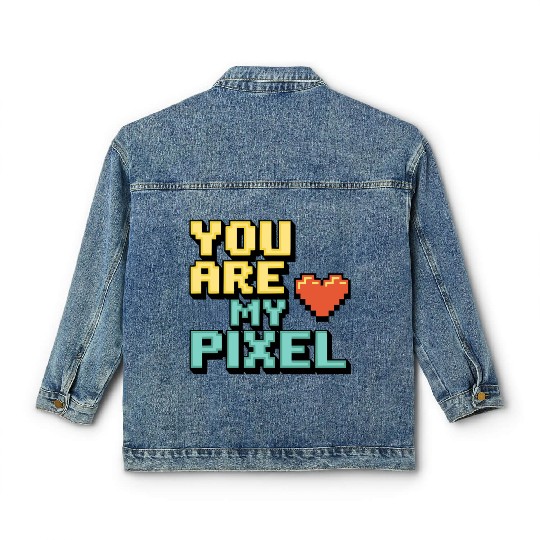 Gamer Valentine's Pixel 8-bit Gaming Couple Classic Women's Denim Jackets