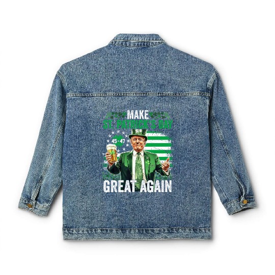 Make St Patricks Day Great Again Funny Trump Classic Women's Denim Jackets