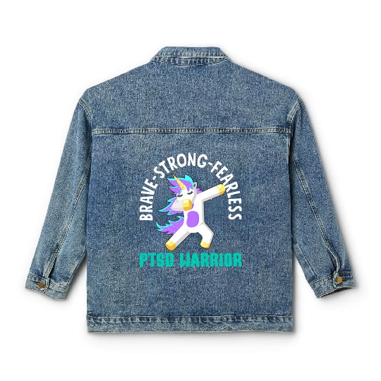 Brave Strong Fearless PTSD Awareness Classic Women's Denim Jackets