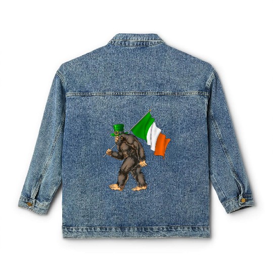 St. Patrick's Day Bigfoot Ireland Flag Classic Women's Denim Jackets