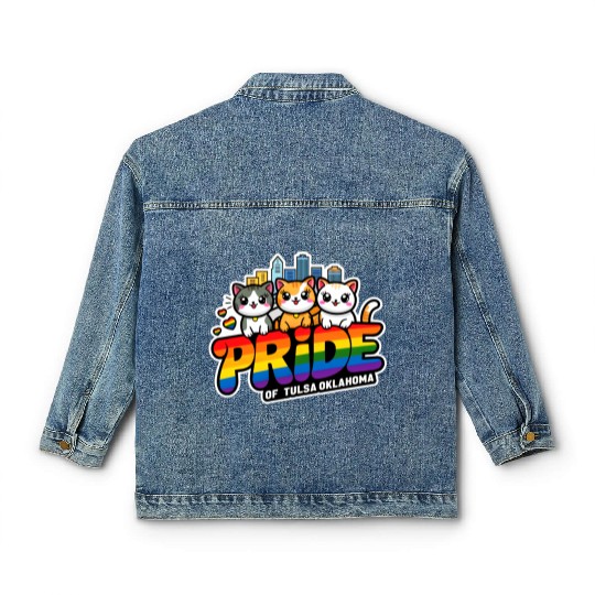 Pride of Tulsa City Oklahoma USA Rainbow Flag Classic Women's Denim Jackets