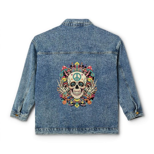 Psychedelic Skull Art Classic Women's Denim Jackets