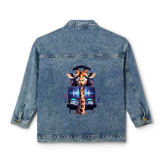 DJ Giraffe: Vibrant Beats Classic Women's Denim Jackets
