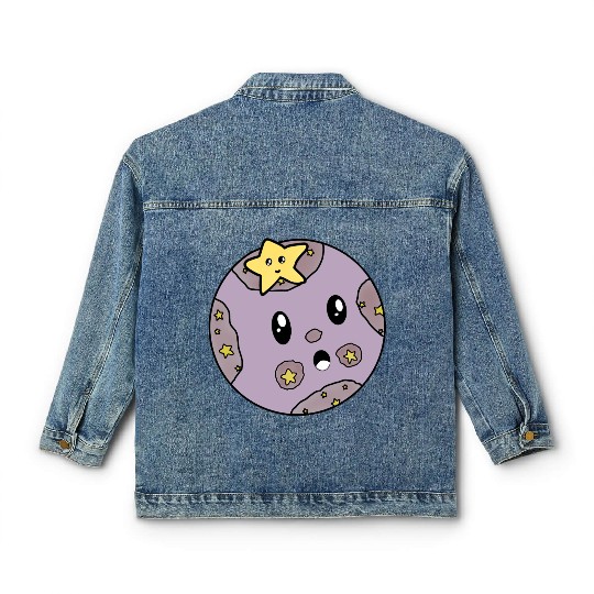 Surprised Purple Moon Classic Women's Denim Jackets