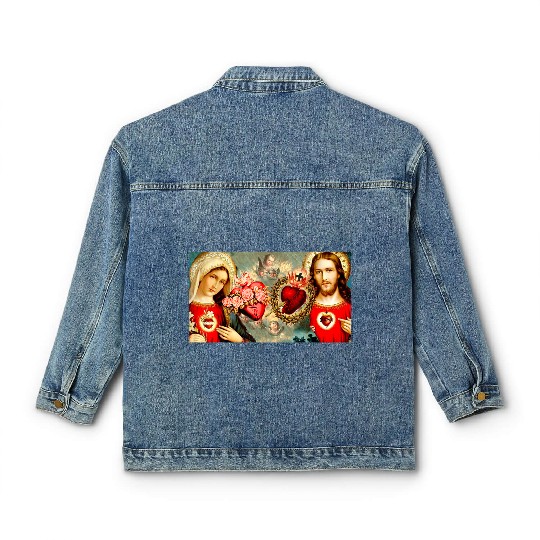 Sacred Heart and Immaculate Heart Jesus and Mary Classic Women's Denim Jackets