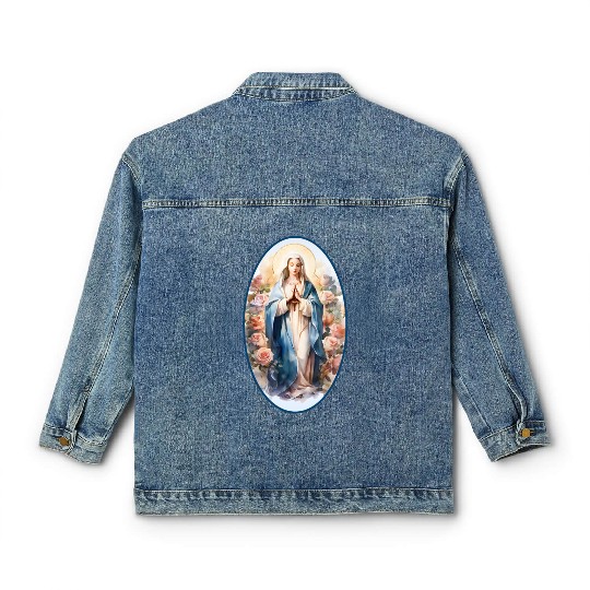 Blessed Mother Mary Knows Best Catholic Classic Women's Denim Jackets