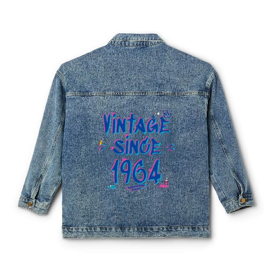 Vintage Since 1964 Hip-Hop Graffiti Glitch 61st Classic Women's Denim Jackets