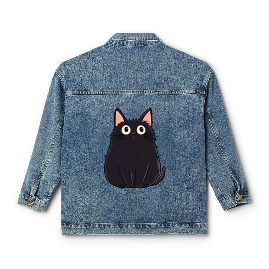 Startled black cat Classic Women's Denim Jackets