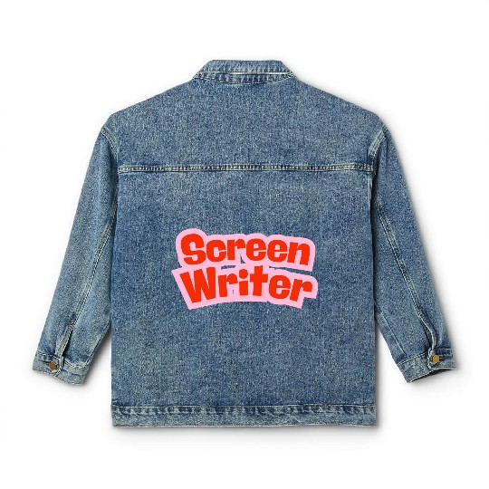 Screen Writer Red Text with Pink Border Classic Women's Denim Jackets