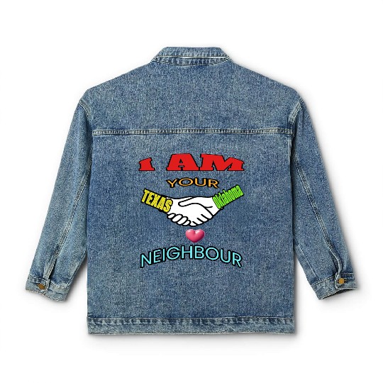 I AM YOUR NEIGHOUR TEXAS AND OKLAHOMA Classic Women's Denim Jackets