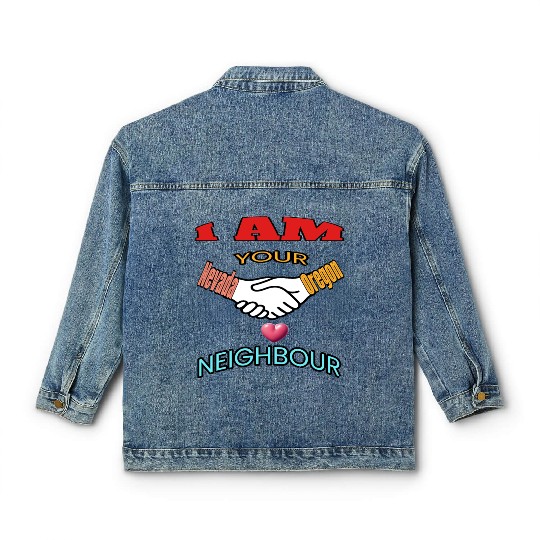 I AM YOUR NEIGHOUR NEVADA AND OREGON Classic Women's Denim Jackets