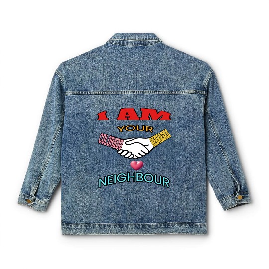 I AM YOUR NEIGHOUR COLORADO AND NEBRASKA Classic Women's Denim Jackets