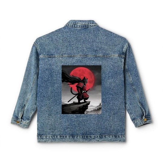 Japanese Cat Samurai Cat Classic Women's Denim Jackets