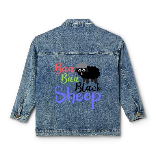 Baa Baa Black Sheep – Whimsical Nursery Rhyme Art Classic Women's Denim Jackets