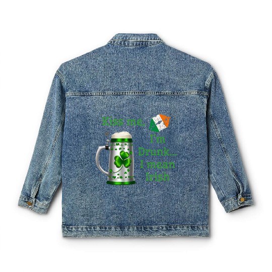 St. Patrick's Day - Kiss Me I'm Drunk Classic Women's Denim Jackets