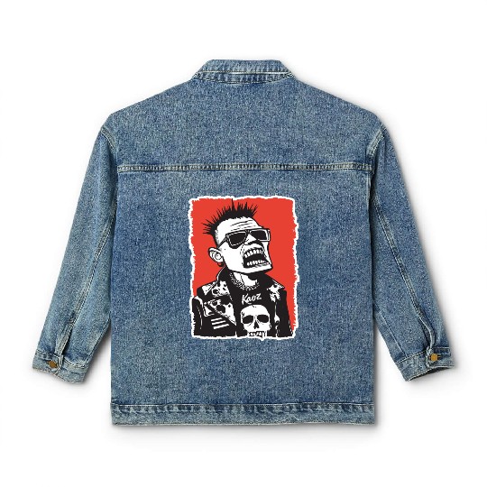 Screaming Punk Rocker with Skull Classic Women's Denim Jackets