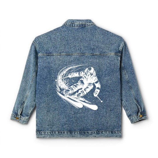 Skiing Speed And Precision In The Snow Classic Women's Denim Jackets