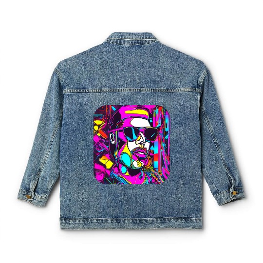 Neon Style 80s Retro Party Color Glow Classic Women's Denim Jackets