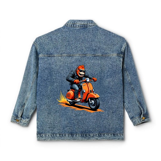 Rebellious Gorilla on Motorcycle Classic Women's Denim Jackets