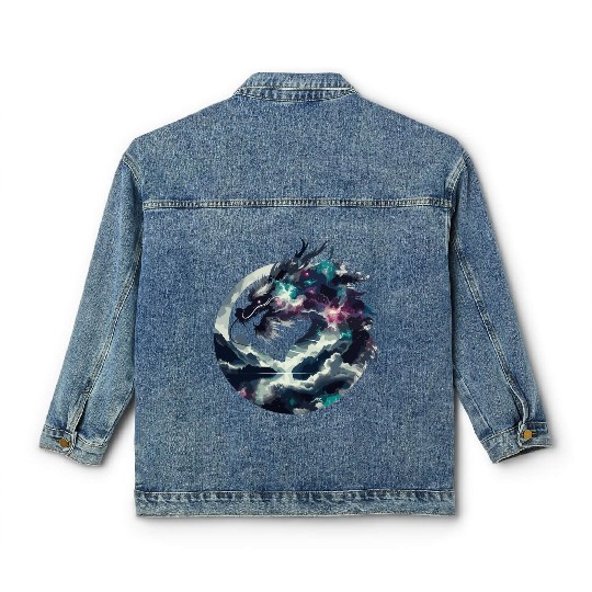 Zen Black Chinese Dragon Classic Women's Denim Jackets