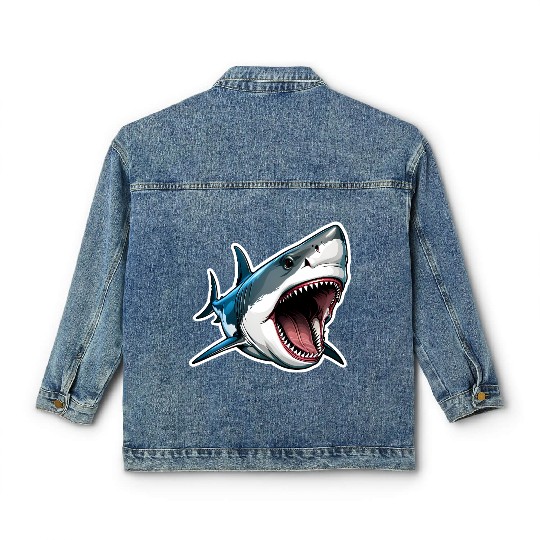 Big White Shark Attack Classic Women's Denim Jackets