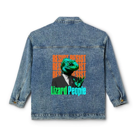 Resist Reptilians Lizard People Classic Women's Denim Jackets