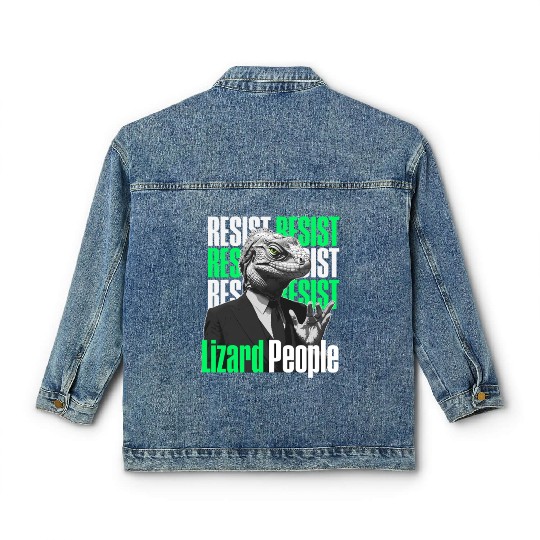 Resist Reptilians Lizard People Classic Women's Denim Jackets
