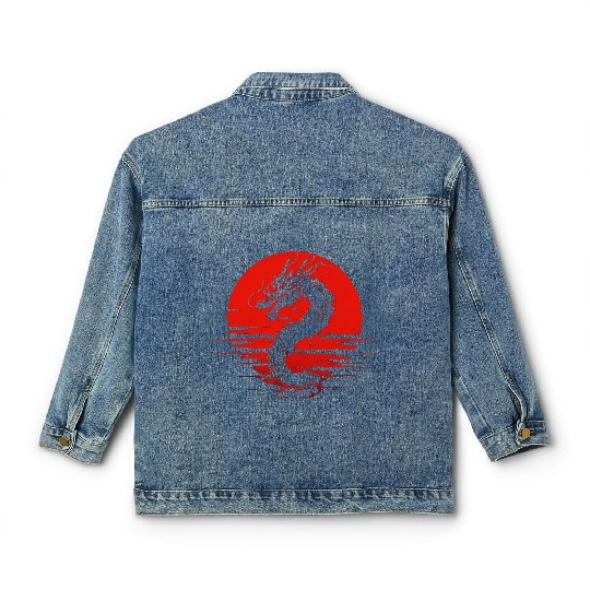 Dragon Rising Under the Blood Moon Classic Women's Denim Jackets