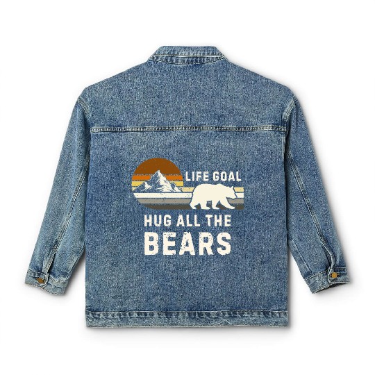 Gay Bear Pride Retro Funny Hug All Bears Classic Women's Denim Jackets