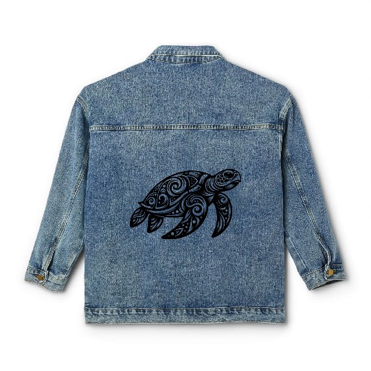 Ornamental Beauty Of A Sea Turtle Classic Women's Denim Jackets