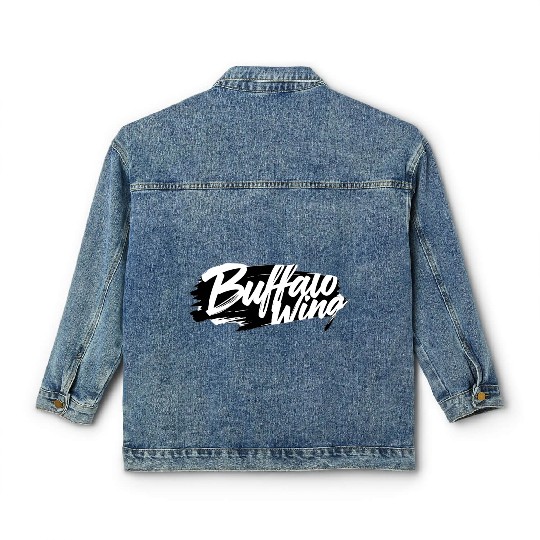 Buffalo wing text Design with Bold Brushstroke Classic Women's Denim Jackets