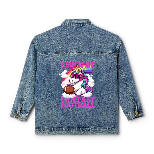 Fantasy Football Loser Unicorn I Suck At Fantasy Classic Women's Denim Jackets