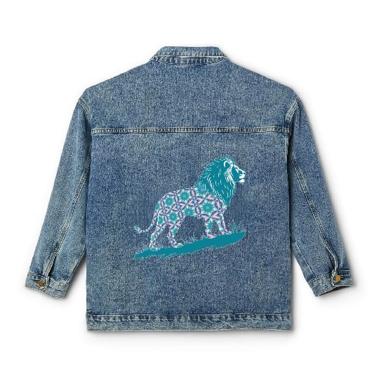 Star of David Pattern 8 Lion of Judah Classic Women's Denim Jackets