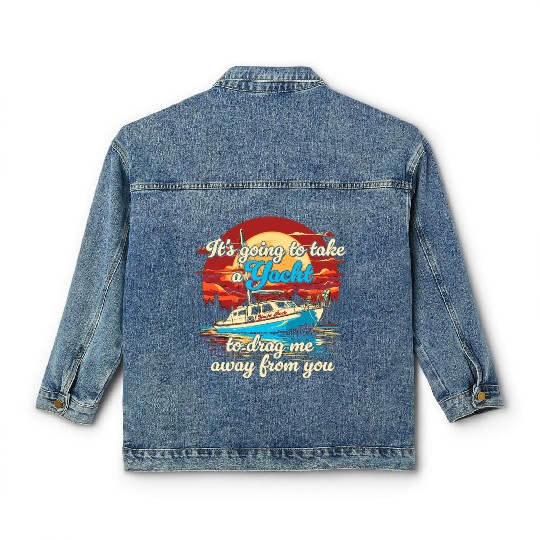 Vintage Style on Back Yacht Rock Party Boat Classic Women's Denim Jackets
