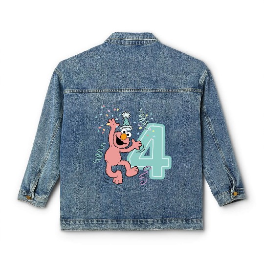 Sesame Street Birthday Design With Elmo 4 Years Classic Women's Denim Jackets