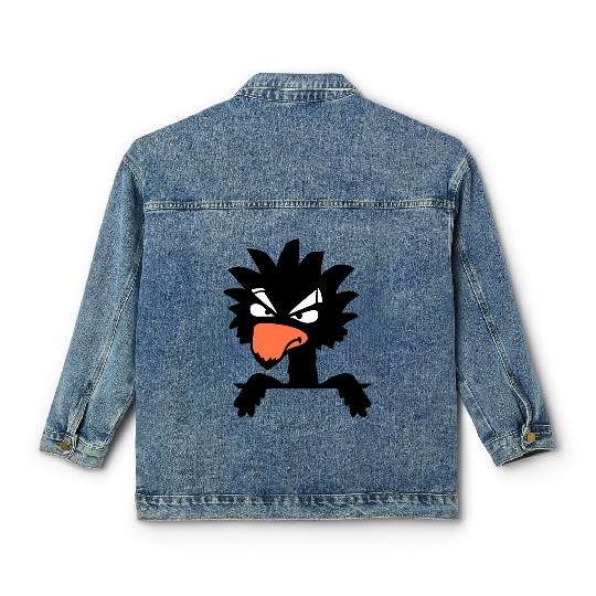 Raven bird looks evil cool funny comic humor fun Classic Women's Denim Jackets