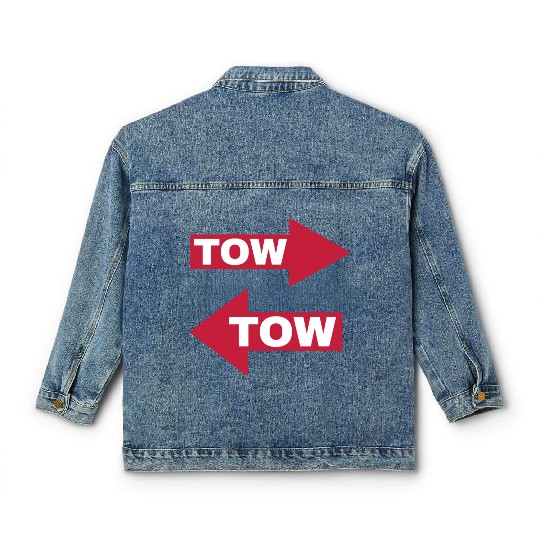 tow arrow red moving automotive because racecar Classic Women's Denim Jackets